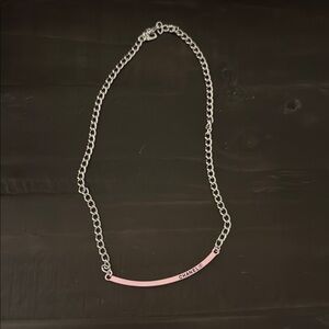 Chanel Silver and Pink Bar Necklace